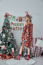 Christmas Asymmetrical Neck Long Sleeve Dress (16)