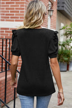 Round Neck Ruffle Trim Short Sleeve T-shirt (2)