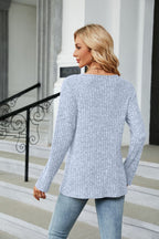 Buttoned Long Sleeve Slit Top (6)