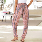 Elastic Waist Printed Pocket Lace-up Leggings photo 2