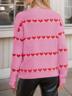 Heart Round Neck Long Sleeve Sweater (5)