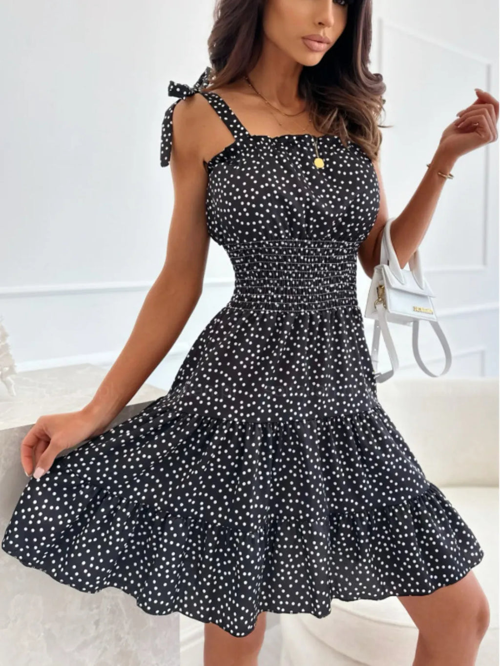 Polka Dot Square Neck Mini Cami Dress (7)