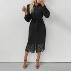 Lace Stitching Shirt Midi Dress photo 5