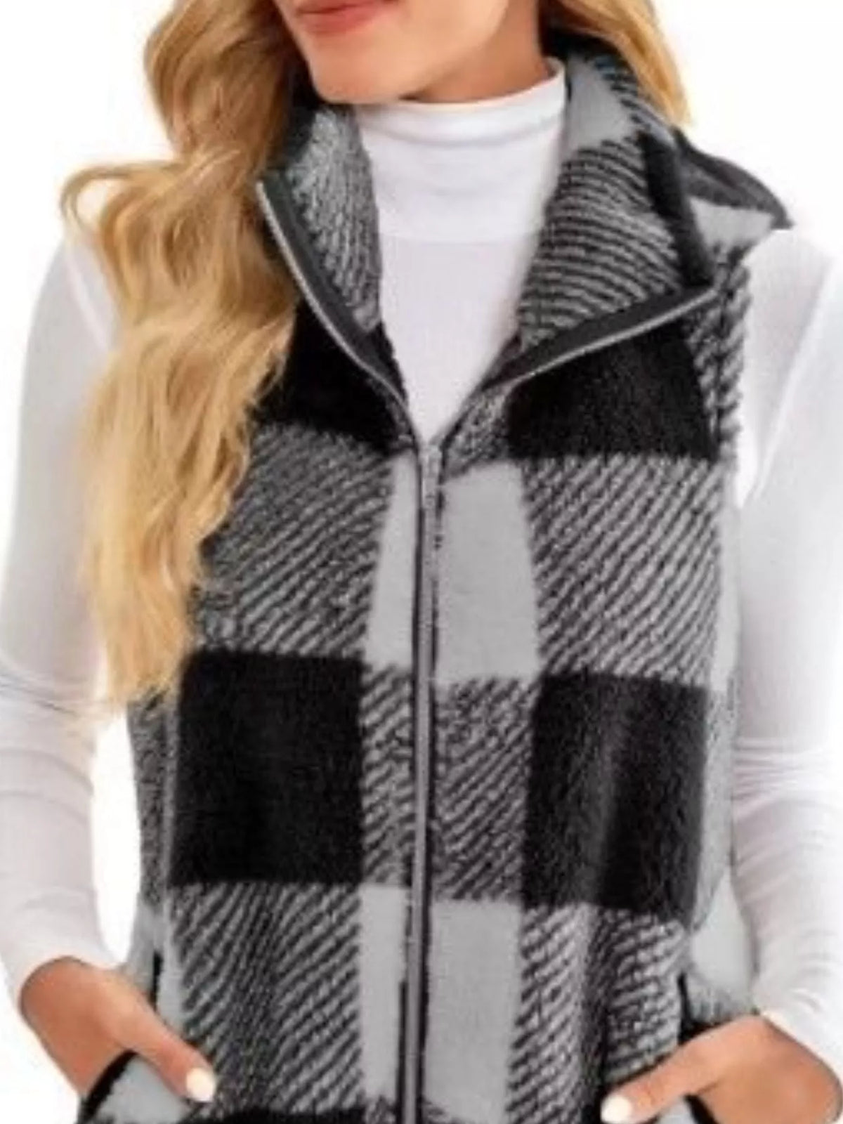 Full Size Block Zip Up Vest Coat Plus (18)