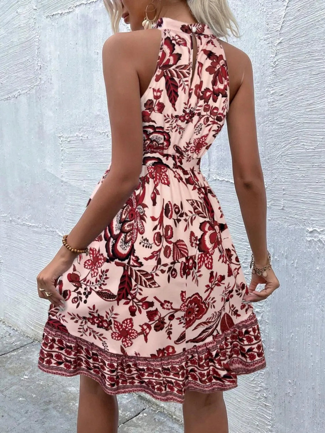 Printed Tie Waist Mini Dress (11)