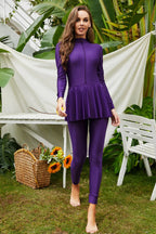 Mock Neck Long Sleeve One-piece Swimwear (8)