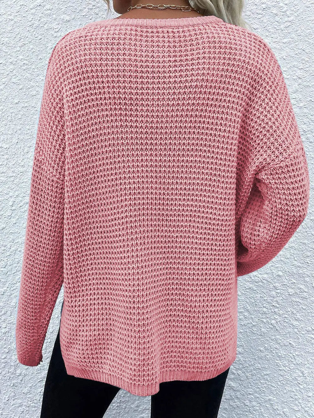 Notched Long Sleeve Sweater (2)