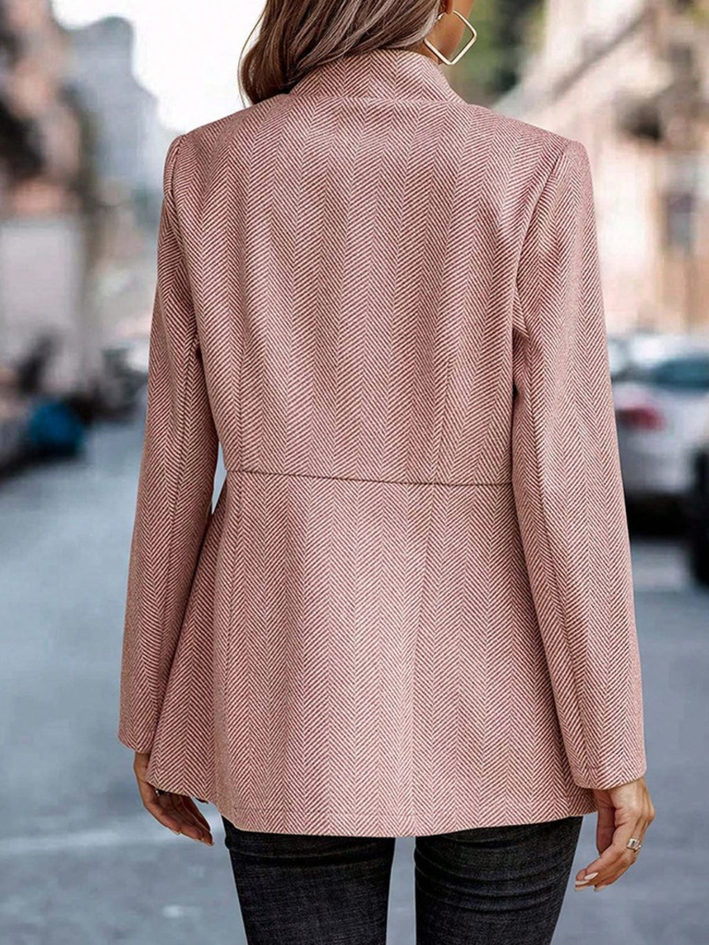 Slim Fit Open Front Blazer (22)