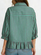 Striped Ruffle Hem Button-down Shirt (8)
