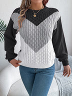 Contrast Round Neck Long Sleeve Sweater (2)