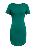 Round Neck Short Sleeve Mini Tee Dress (3)