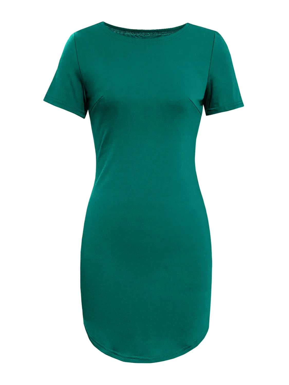 Round Neck Short Sleeve Mini Tee Dress (3)