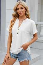 Eyelet Notched Short Sleeve T-shirt (10)