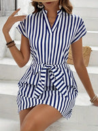 Striped Tie Waist Mini Dress (4)