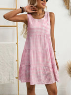 Plaid Round Neck Sleeveless Mini Dress (24)