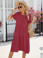 Tiered Round Neck Summer Dress (13)