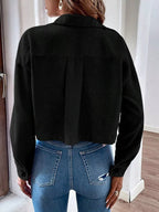Cropped Corduroy Button-down Jacket (14)