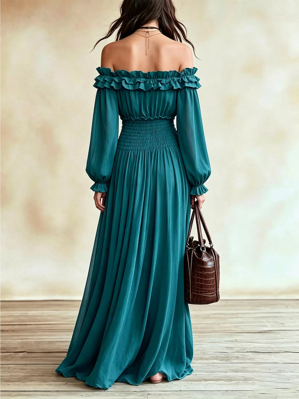 Full Size Off-shoulder Ruffled Maxi Dress Smocked Waist Plus (8)