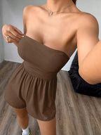 Chic Strapless Ruched Waist Romper (13)