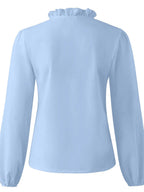 Ruffled V-neck Long Sleeve Blouse (5)