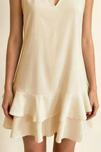 Full Size Sleeveless V-neck Ruffle Hem Mini Dress Plus (3)