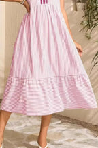 Striped Ruffle Sleeve Midi Dress (3)