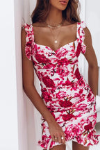 Printed Ruffled Sweetheart Neck Mini Dress (11)