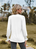 Notched Neck Flounce Sleeve Blouse (6)