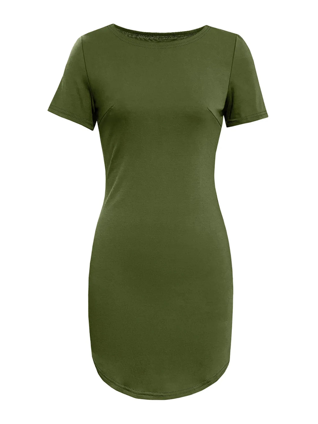 Round Neck Short Sleeve Mini Tee Dress (7)