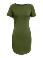 Round Neck Short Sleeve Mini Tee Dress (7)