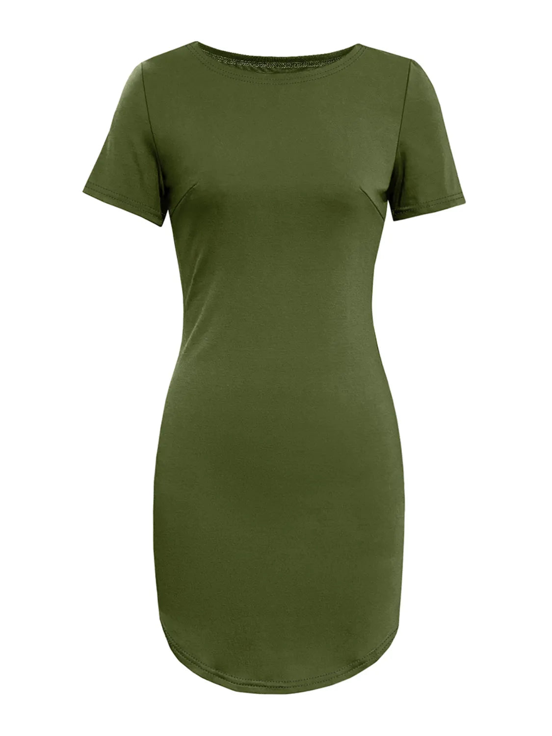 Round Neck Short Sleeve Mini Tee Dress (7)