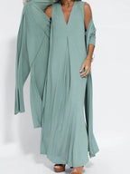 Full Size V-neck Sleeveless Maxi Dress Slit Plus (4)