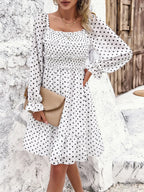 Smocked Polka Dot Long Sleeve Dress (5)