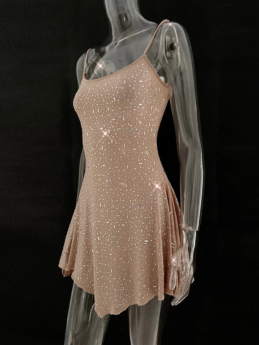 Rhinestone Decor Mini Cami Dress (8)