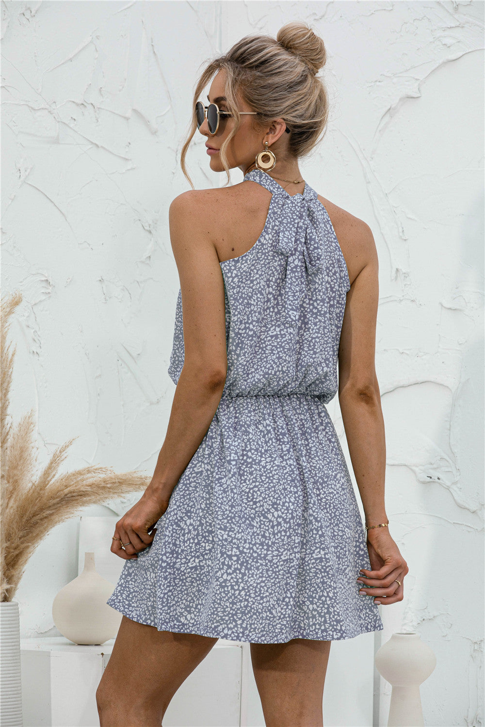 Floral Tied Sleeveless Mini Dress (2)