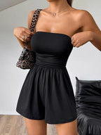 Chic Strapless Ruched Waist Romper (9)