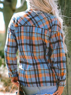 Plaid Collared Neck Long Sleeve Shirt (12)