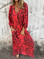 Full Size Printed V-neck Dress Pockets Plus (31)