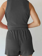 Round Neck Sleeveless Top Shorts Set (16)