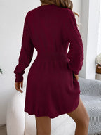 Cable Knit Long Sleeve Sweater Dress (8)