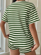 Striped Round Neck Top Shorts Set (20)