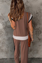 Contrast Round Neck Top Pants Set (8)