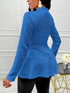 One Button Textured Peplum Cardigan (30)