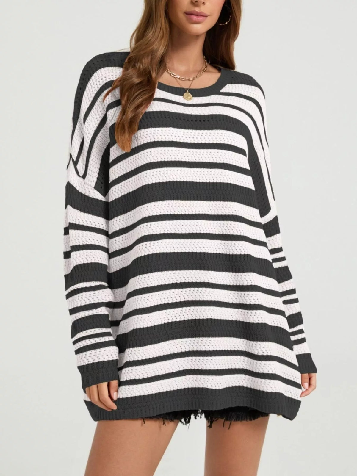 Striped Drop Shoulder Sweater (6)