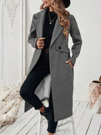 Full Size Elegant Lapel Collar Belted Coat Pockets Plus (3)
