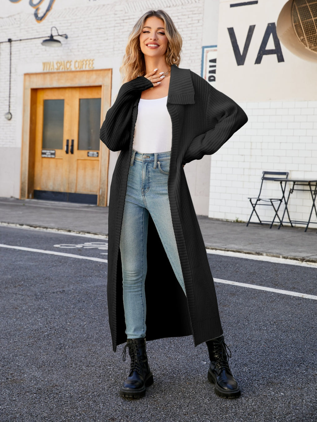 Full Size Collared Open Front Duster Cardigan (11)