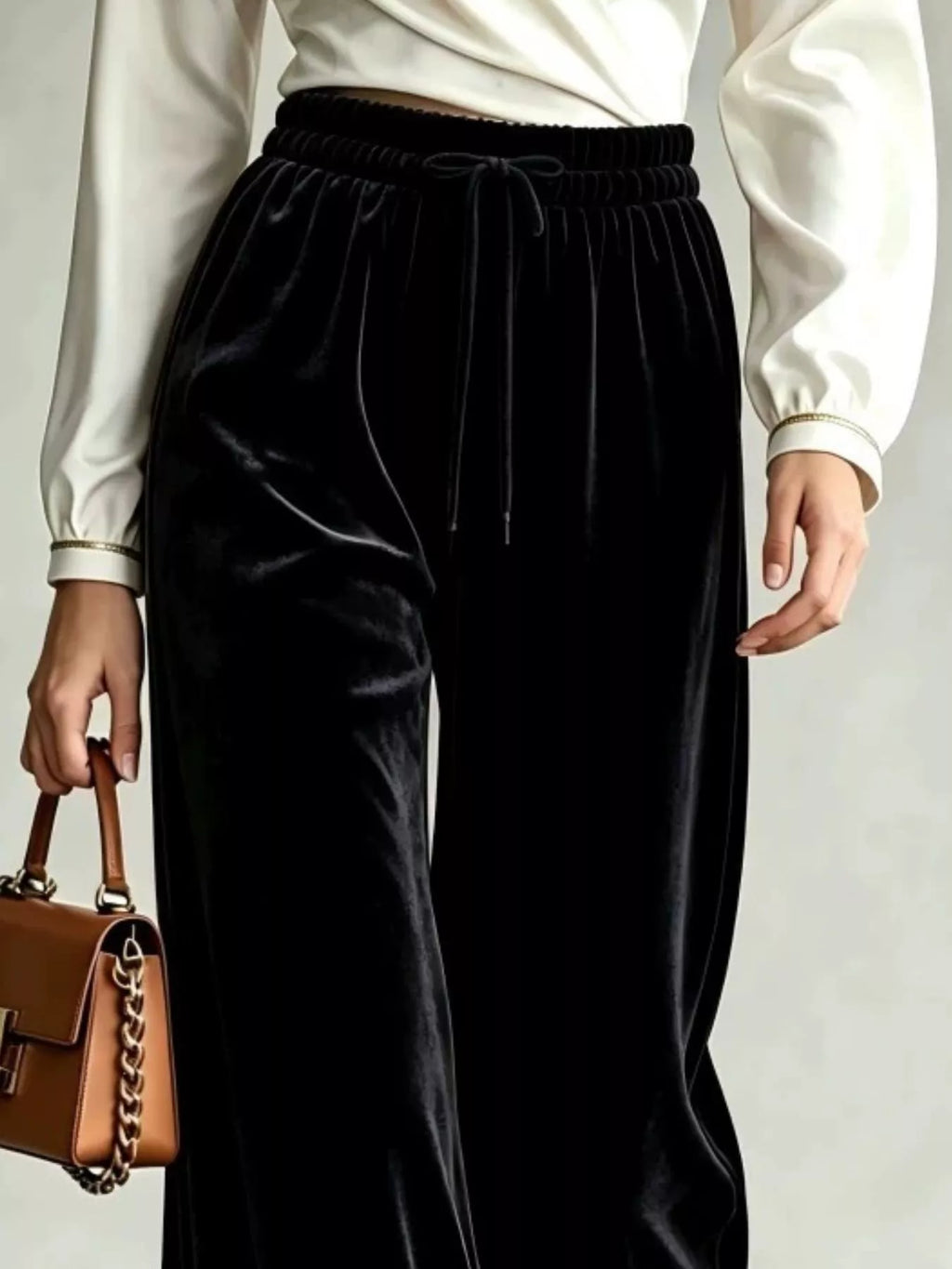 Velvet Wide-leg Pants Drawstring (8)