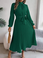 Mock Neck Pleated Midi Dress (15)
