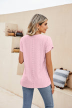 Eyelet Petal Sleeve V-neck Knit Top (2)