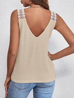 Lace Detail Waffle-knit V-neck Tank (2)